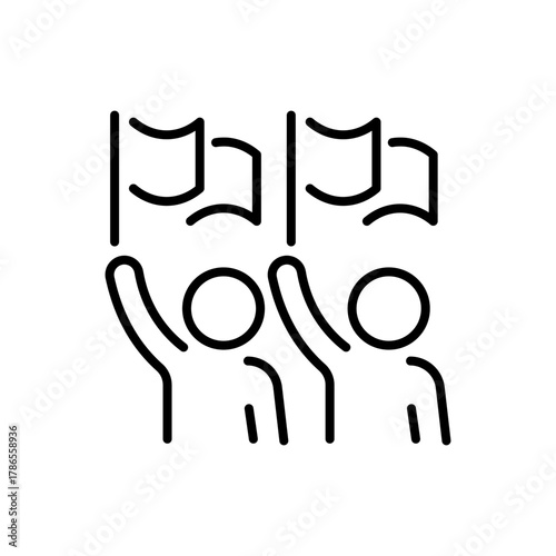 Protest vector icon. flat editable line icon with rally symbols and outline style