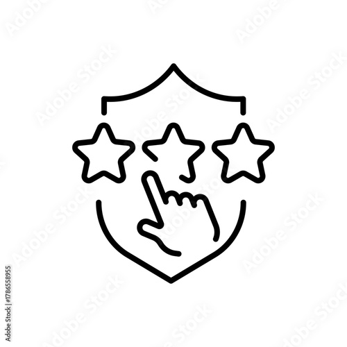 Review vector icon. editable line icon in outline style for feedback, rating, evaluation