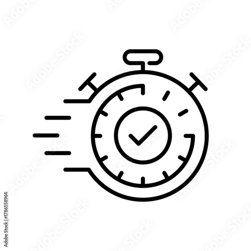 Stopwatch vector icon. editable line icon, outline style, timer, chronograph, clock