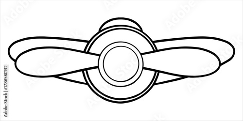 Vector Toy Plane. Hand drawn Illustration of Kid Toy Plane in outline style. Imege of Airplane Toy for coloring page. Contour image Plane for nursery decor. White and black Vector toy illustration