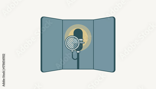 An isolated vocal booth with a pop filter in front of a microphone emphasizing the importance of clear vocal recordings.