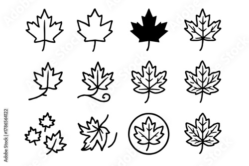 Vector swirl shape scattered leaves curled autumn icon leaf maple