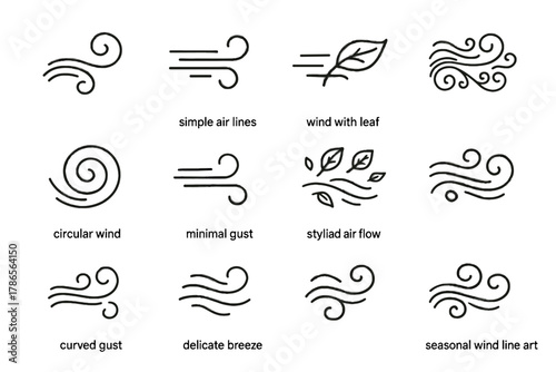 Breeze circular air vector detailed decorative curved gust nature icons icon seasonal