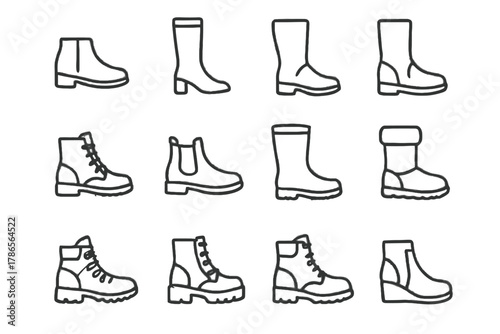 Vector boots chelsea hiking wedge suede autumn ankle rain icon platform