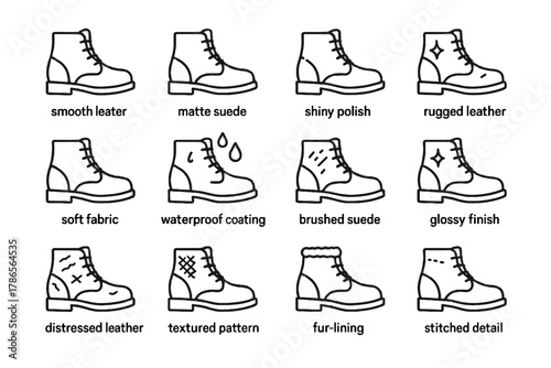 Icon brushed leather finish detail lining textured suede boot texture pattern vector