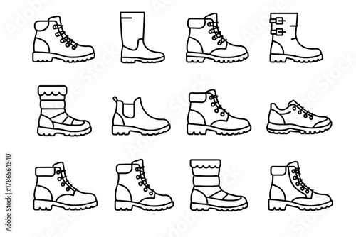 Insulated hiking vector mud rain boots snow waterproof ankle outdoor icon