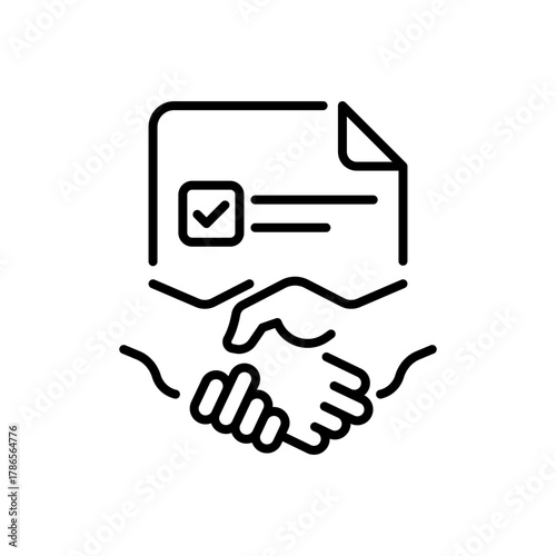 Agreement vector icon. editable line icon, handshake outline symbol for contracts