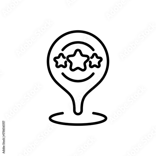 Location vector icon. editable line icon in outline style with stars and pin