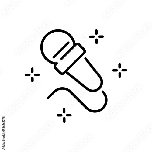 Microphone vector icon. editable line icon for music and podcast, linear style