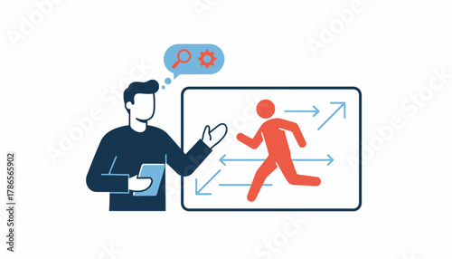 A coach uses video analysis to review an athletes performance offering insights and constructive feedback on their technique.