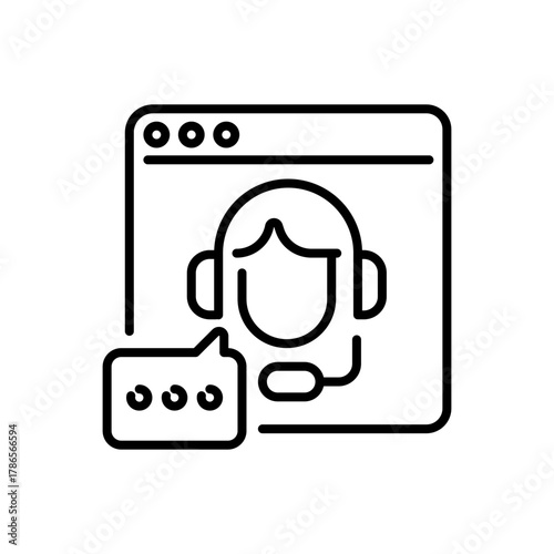 Customer support vector icon. editable line icon, outline style for service, assistance, communication