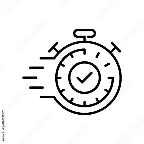 Stopwatch vector icon. editable line icon in outline style, timer, chronometer, time