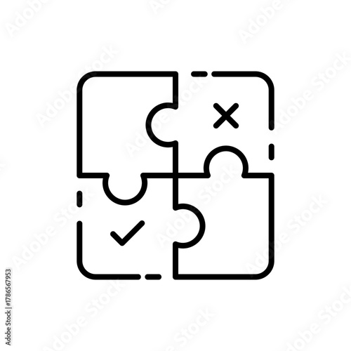 Puzzles vector icon. editable line icon in outline style for games, logic, problem-solving