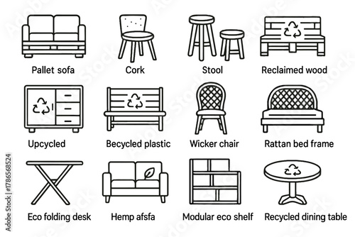 Reclaimed icons cabinet wicker bamboo shelf furniture plastic fabric icon bed eco