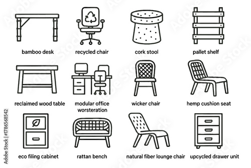 Shelf vector cork office unit seat natural friendly eco workstation bench drawer