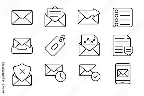 Vector spam icons icon mobile clock subscriber filter marketing promotional inbox open