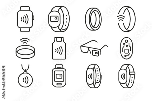 Band payment biometric icon pay wearable option fitness pendant vector device icons
