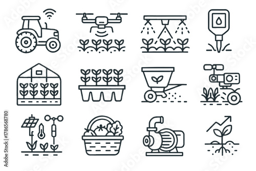 Pump seedling tracker farming vector basket growth icons icon smart crop precision