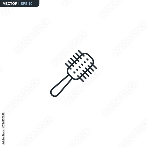 Comb brush, linear style sign for mobile concept and web design