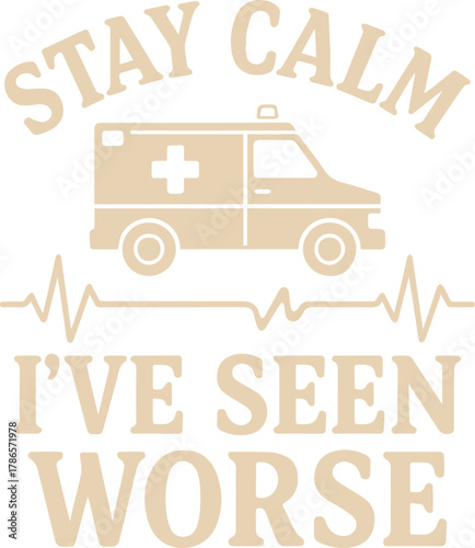 Emergency calm amid the ambulance and its message, evoking assurance and confidence during critical situations, creating a sense of reassurance and support in times of crisis.