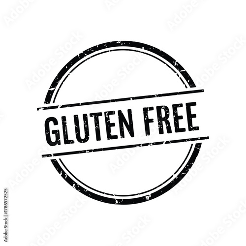 Grunge black gluten free word round rubber seal stamp on transparent background