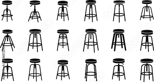 Bar stool leg icon set vector illustration silhouette