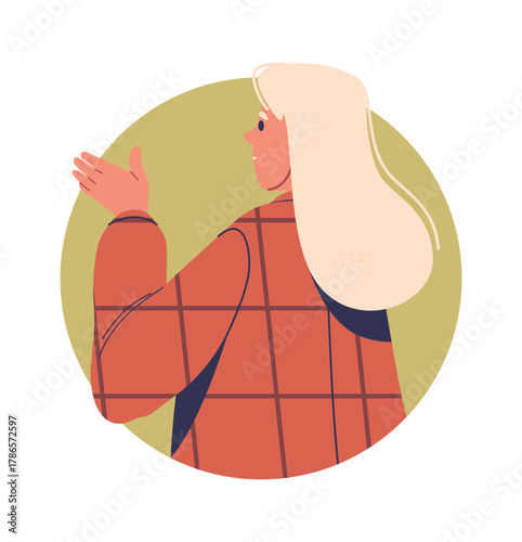 Adult woman waving hand frame