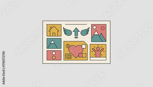 A vision board filled with images and words representing dreams and goals showcasing the power of visualization.