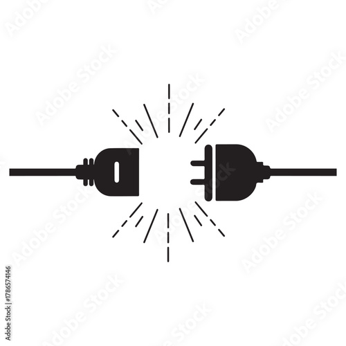 Minimalist Power Plug and Socket Connection Icon – Electricity, Energy, and Charging Symbol Vector Design.