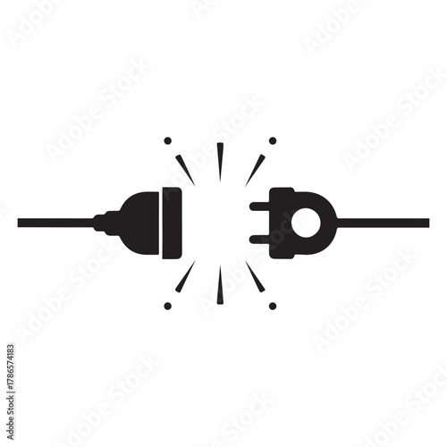 Minimalist Power Plug and Socket Connection Icon – Electricity, Energy, and Charging Symbol Vector Design.