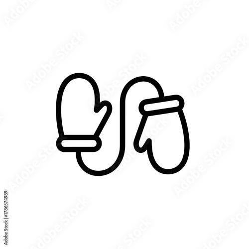Illustration of two mittens connected by a string in simple design  