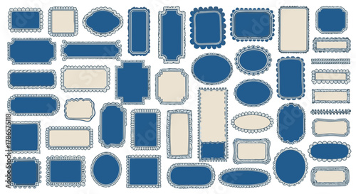 Elegant collection of vintage label and frame with different shapes and designs. suitable for decorative purposes.