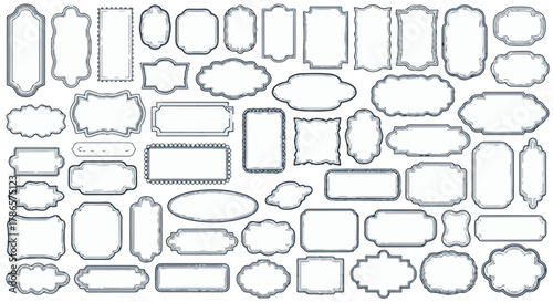 A collection of diverse, ornate frames of varying shapes and sizes, perfect for design or crafting elements.