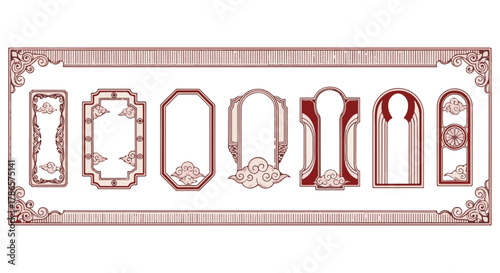 Elegant and ornate traditional Chinese window frames with intricate patterns and designs. Capturing the essence of cultural heritage and architectural artistry.