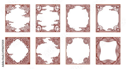 Elegant vintage frames artfully arranged, perfect for enhancing invitation design and delivering a touch of antique allure.