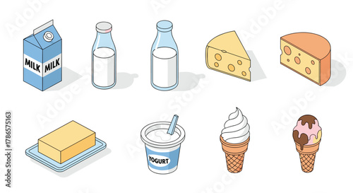 Enjoy fresh dairy products like milk, cheese, yogurt, butter, and ice cream, essential for a balanced diet and delicious treats