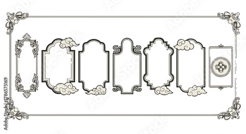 Elegant Traditional Frame with cloud decoration, ideal for adding a touch of sophistication to invitations, announcements, and presentations.