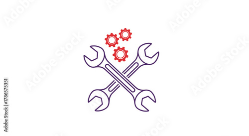 Craftsmanship and precision symbolized by crossed wrenches and gears for engineering, repair, and manufacturing projects