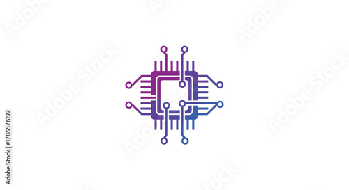 Modern gradient circuit board illustration for technology solutions and digital innovation, perfect for tech companies and innovative startups