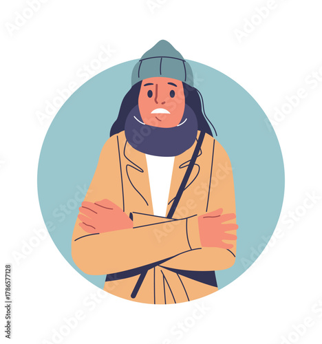 Woman trembling body round frame