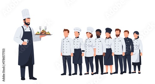 Diverse culinary team ready to serve delicious food, representing restaurant staffing solutions and teamwork in the hospitality industry