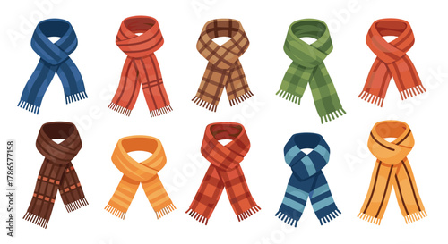 Bundle up with these stylish scarves that capture warm winter colors and cozy vibes for fashion blogs or holiday promotions