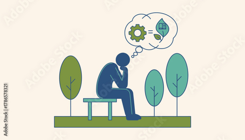 A person reflecting in a quiet park contemplating their career values and personal interests showcasing selfassessment in career planning.