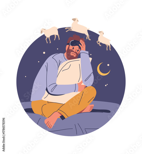 Stressed man suffering from insomnia