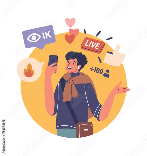 Teenager using social network application