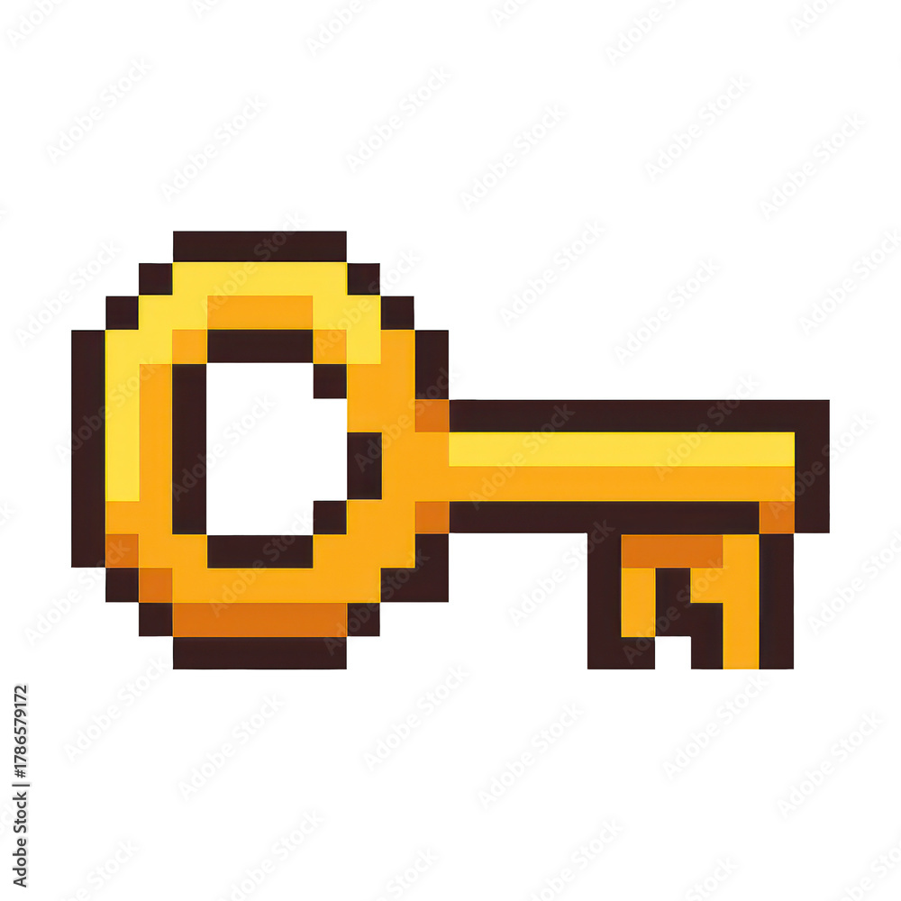 Fototapeta premium PNG Pixelated golden key illustration.