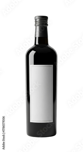 red whine bottle, blank white label area, isolated transparent PNG 4K background (काली शराब)	