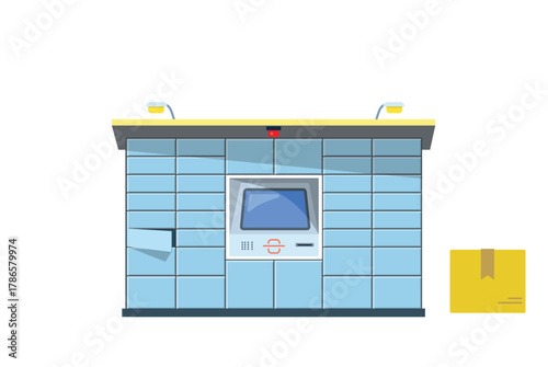 Parcel locker for delivery vector illustration. 