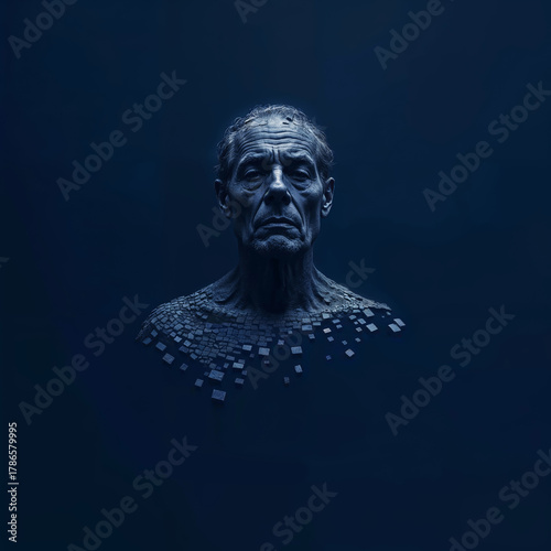 Human body Disintegrating Into Digital Pixels and Fragments, Concept Art