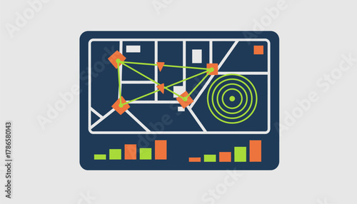 A closeup of a drones advanced navigation system displaying realtime mapping and obstacle detection on a digital interface.